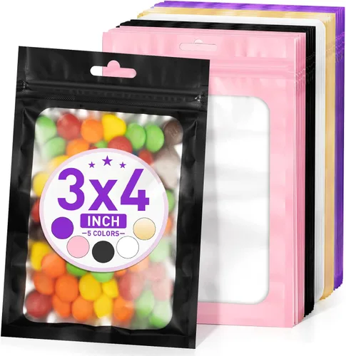 Miniatura 7 de ANZNKU 50 piezas 7 cm x 23 cm Bolsas holográficas para bolígrafos Bolsas de embalaje para bolígrafos Bolsa resellable a prueba de olores
