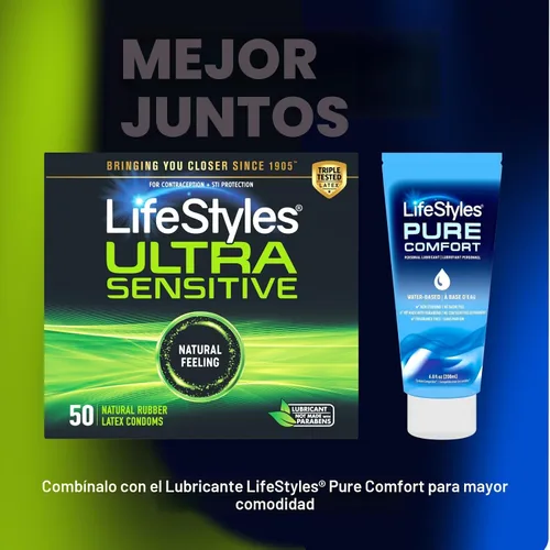 Miniatura 7 de LifeStyles Preservativos Ultra Sensibles de Látex Natural Lubricados Premium Paquete de Valor - 50 Unidades, 1 Paquete - Triple Probados
