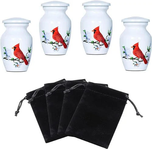 Miniatura 8 de Red Cardinal Bird - Urna de recuerdo pequeña para cenizas humanas o cenizas de mascotas, mini urna de cremación de aluminio para cenizas - Soporte