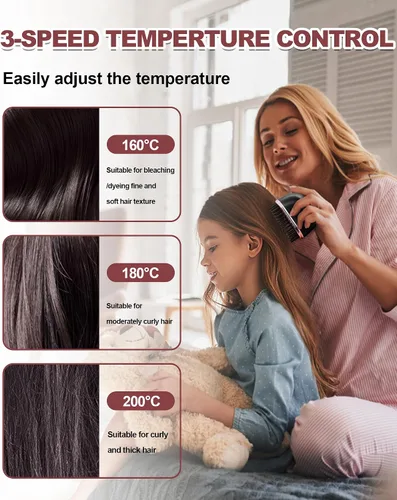 Miniatura 4 de Mini alisador de pelo, recargable, inalámbrico, portátil, alisador de pelo de 3 velocidades, temperatura de viaje, para mujeres, hogar y viajes