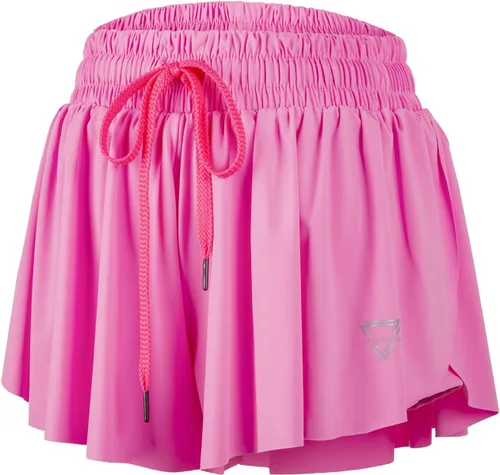 luogongzi - Pantalones cortos para correr 2 en 1 para mujer, de elastano, corte suelto, tipo falda de verano, para gimnasio, yoga, atletismo,