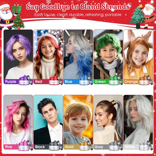 Miniatura 7 de Cera temporal de color dorado para el cabello, color rubio para hombres y mujeres, cera de tinte para el cabello, arcilla lavable para niñas de 4