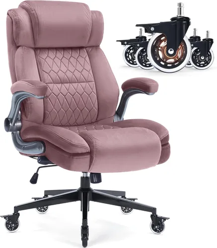 Miniatura 9 de Silla de oficina de respaldo alto de tela, 400 libras, soporte lumbar integrado, brazos abatibles, ruedas de bloqueo, silla de escritorio ergonómica