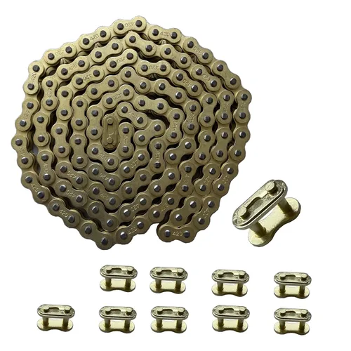Miniatura 8 de Oro 420 Cadena de Motocicleta de 132 Eslabones Estándar con Rompecadena 10 Eslabones Maestros de Conexión para Motocicleta Pit Dirt de 100 cc, 110