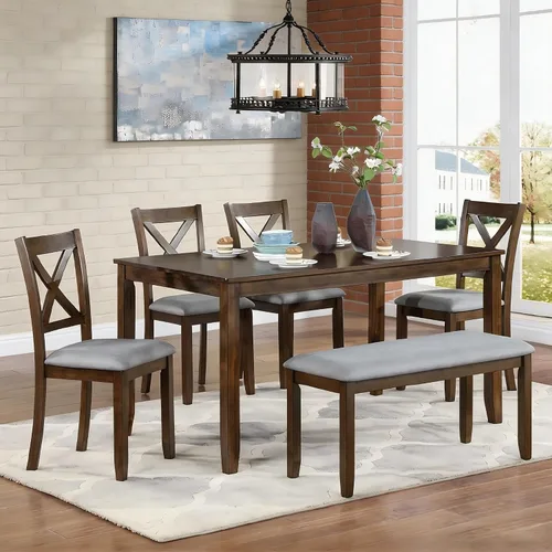 Miniatura 26 de LUMISOL Juego de mesa de comedor de 5 piezas con 4 sillas, juego de mesa de cocina de granja para lugares pequeños, cocina, comedor, negro y roble