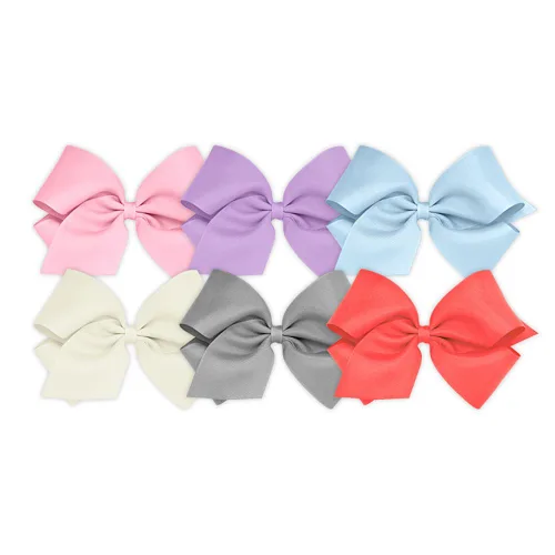 Miniatura 19 de Wee Ones Juego de 6 piezas de lazos para niña, paquete variado de grosgrain sólido en una pinza de pelo antideslizante WeeStay, mediano, azul, azul