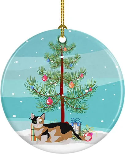Miniatura 141 de Caroline's Treasures Adorno de cerámica con texto en inglés "Merry Christmas" para colgar en el árbol de Navidad, decoración para el hogar, Navidad