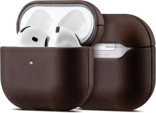 Miniatura 11 de Maogoam Funda de cuero para AirPods Pro 2 con botón, funda de piel auténtica de cera de aceite curtido vegetal para AirPods Pro 2ª