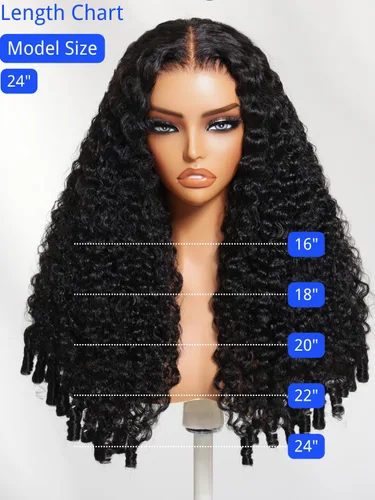Miniatura 6 de Nadula Peluca Sin Deslizamiento 13x4 HD Rizada Birmana con Cordón de Cabello Humano con Extremos en Espiral de Dedo, Sin Pegamento Pre Cortada