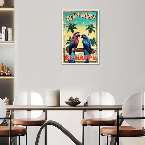 Miniatura 3 de Póster de decoración de bar Tiki con texto en inglés "Don't Worry, Be Happy Parroth", póster hawaiano para decoración del hogar, adecuado para Multi