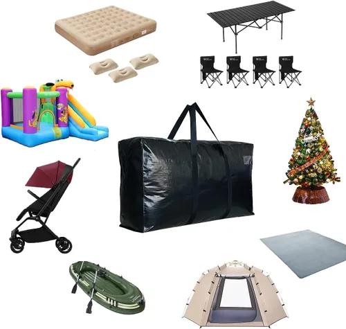 Miniatura 13 de Bolsa de lona de almacenamiento extra grande para viajes, bolsa de lona de viaje gigante de gran tamaño negra