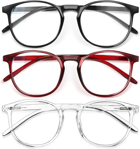 Miniatura 23 de IBOANN - Lentes con filtro de luz azul para mujeres y hombres, paquete de 3 unidades, armazón redonda estilo retro a la moda, lentes falsos vintage