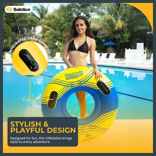 Miniatura 5 de SOLSTICE Flotador inflable para río, balsa de río, flotador, tubo de piscina, 1 persona, tamaño de 42 pulgadas, asas de agarre para ríos, lago