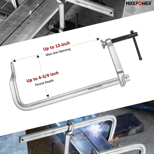 Miniatura 2 de MAXPOWER Abrazadera en F resistente de 12 pulgadas x 4-3/4 pulgadas de garganta (300 x 120mm de garganta), paquete de 4