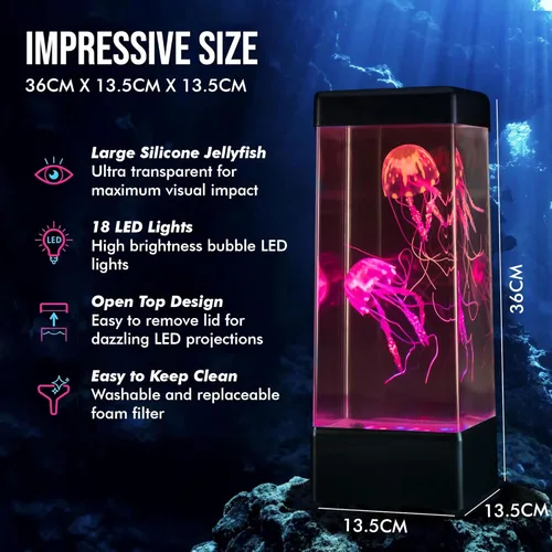 Miniatura 5 de JINX LUMINOUS JELLYFISH Lámpara grande de alta calidad – Luz LED de 14 pulgadas para acuario con medusas flotantes realistas – Alternativa