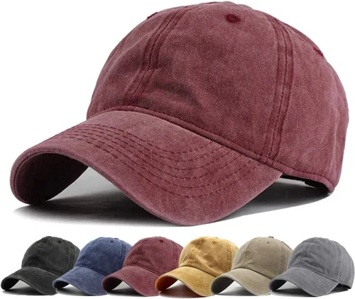Miniatura 30 de HH HOFNEN Gorra de béisbol de algodón de sarga lavada y desgastada, vintage, ajustable, para hombre y mujer