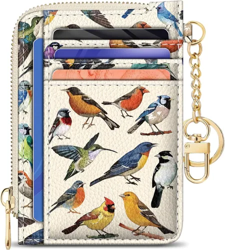 Miniatura 26 de GIANCOMICS Cartera delgada con tarjetero para mujer, funda pequeña con bloqueo Rfid, llavero de bolsillo delgado con cremallera curvada, tarjetero
