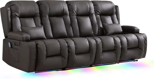 Miniatura 29 de TUNYI Sofá Reclinable Eléctrico Loveseat con Masaje y Calor, Asientos de Cine en Casa con Consola, Sofá Reclinable RV Loveseat con USB/Toma