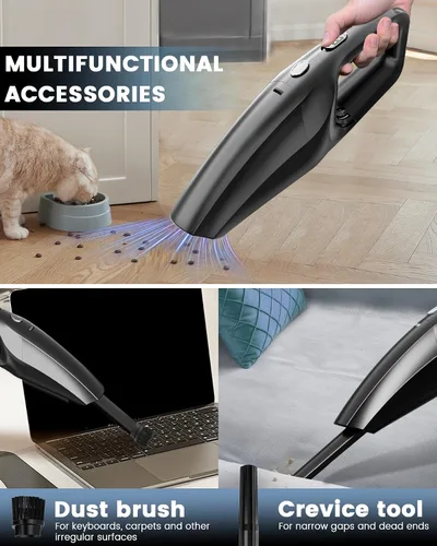 Miniatura 4 de Aspiradora de Mano Inalámbrica, Aspiradoras de Coche Potentes con Batería Recargable, Aspiradora de Mano Portátil Inalámbrica con Filtro HEPA Negro