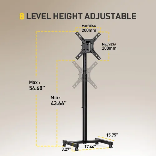 Miniatura 3 de AM Alphamount - Soporte de piso para TV para televisores planos/curvos de 13 a 43 pulgadas de hasta 44 libras, soporte de piso para TV y monitor