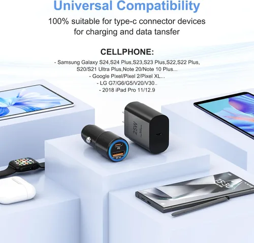 Miniatura 7 de Samsung - Cargador súper rápido tipo C, 25 W PD USB C cargador de pared/coche para Samsung Galaxy S26/S25/S24/S23/S22/Plus/Ultra/FE/Note