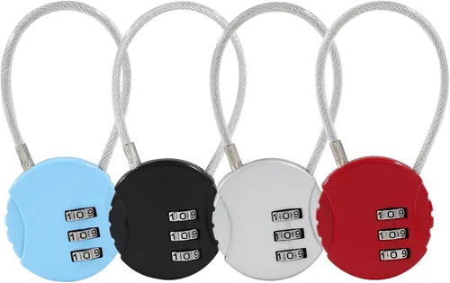 Miniatura 8 de Waziaqoc 2 cerraduras de cuerda de alambre, mini cerradura de combinación, candado de cuerda de alambre para equipaje, armario de gimnasio, joyero