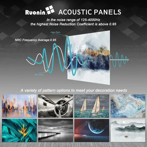 Miniatura 6 de Paquete de 6 paneles de pared acústicos artísticos decorativos, mejor tratamiento acústico que la espuma, paneles de pared de alta calidad Montaña