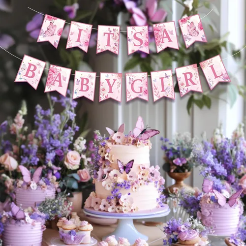 Miniatura 7 de 126 decoraciones de mariposa para baby shower para niña, 4 cajas de globos de mariposa, globos de papel de aluminio de mariposa, flor, "Una pequeña