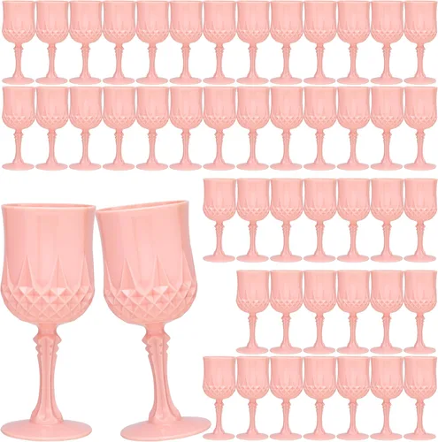 Miniatura 23 de JLYLOL Copas de Vino Vintage de Plástico 7OZ Copas de Plástico Vintage Vasos para Beber 24PCS Cristalería Retro para Bodas Copas de Agua Negro