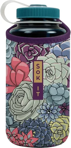 Miniatura 194 de Sok It BotlSok Funda para botella de agua con cubierta de neopreno aislante (Floral abstracto, se ajusta a CamelBak o Nalgene de 12 onzas)