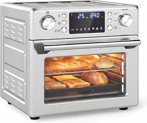 SIMOE Horno freidora de aire de 26 cuartos de galón, horno tostador 14 en 1 con convección de 1700 W, horno de encimera de acero inoxidable con