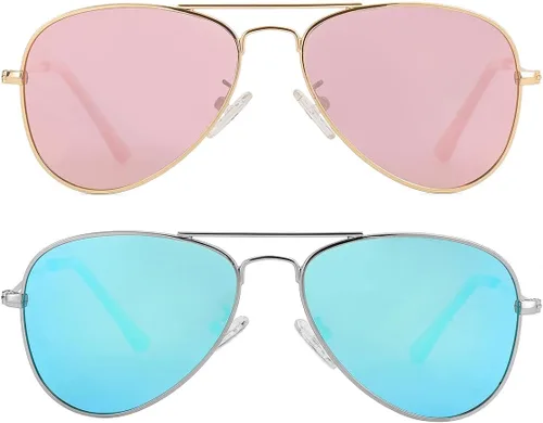 Miniatura 133 de Gleyemor Lentes de sol polarizados estilo aviador para niños y niñas, jóvenes, adolescentes, dos tamaños de 1.969 in y 2.047 in