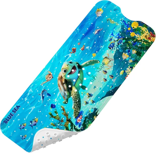 Miniatura 24 de Tapete de Baño para Bebé Mejorado con Dibujos Animados Antideslizante - 40"x16" Extra Largo Tapete de Bañera para Bebé Ecológico Duradero Tapete