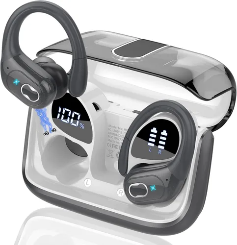 Miniatura 10 de Auriculares inalámbricos Bluetooth 5.4 de 75 horas para deporte, auriculares Bluetooth 2025 estéreo con graves profundos sobre la oreja con ganchos