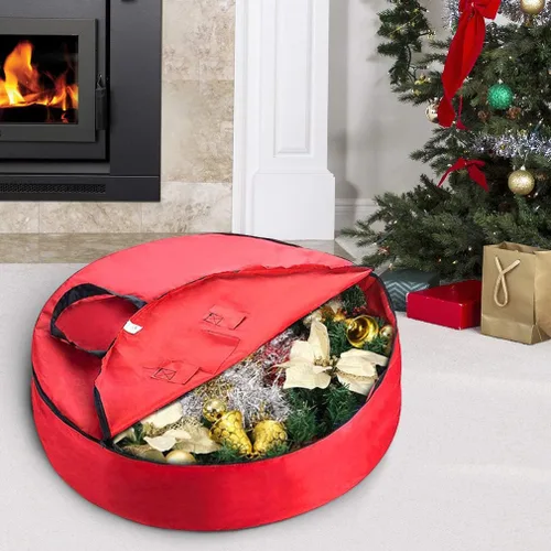 Miniatura 5 de Bolsa de almacenamiento de corona de Navidad con asas de 24 pulgadas