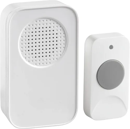 Newhouse Hardware WCMP - Kit de timbre de puerta inalámbrico enchufable blanco | Timbre inalámbrico para el hogar y la oficina con timbres