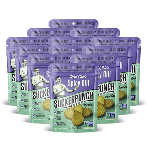 Miniatura 9 de SuckerPunch Encurtidos en una bolsa, sin gluten, kosher, sin azúcar, bajo en calorías, keto, vegano, sin OMG, listo para comer, para llevar, bolsas
