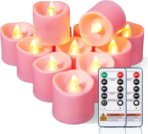 Miniatura 15 de Homemory Paquete de 12 velas sin llama votivas LED con control remoto de más de 400 horas, temporizador de 2/4/6/8 horas, velas de té que funcionan