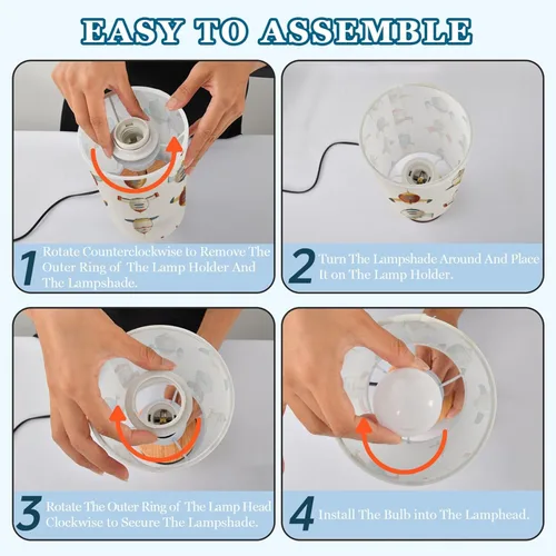 Miniatura 4 de Rocketships Retro Dimmable Bedside Touch Lamps with Charging Ports for Living Room Bedroom Nightstand Office Desk, Light Bulb Included