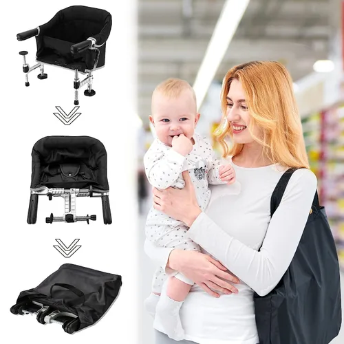 Miniatura 5 de Silla de enganche, silla alta portátil con clip para uso en la mayoría de las mesas, silla alta adjunta a la mesa con bolsa de transporte, silla