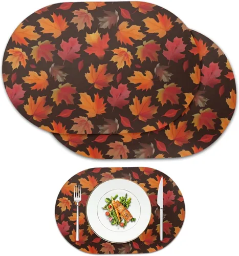 Miniatura 27 de Pumpkin Placemats Set of 4 Ghost Non Slip Washable Heat Resistant Place Mats 12x18 Inch Round Tablemats for Dining Kitchen Party Daily Table Decor