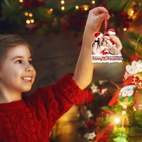 Miniatura 5 de Adornos de Navidad personalizados con foto personalizada, adornos acrílicos personalizados con texto de imagen personalizado 2023, familia, pareja