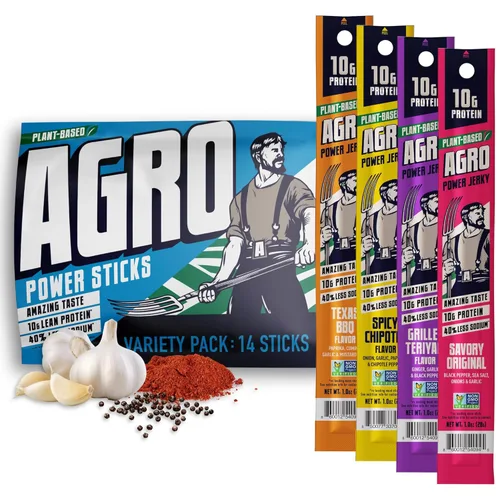 Miniatura 7 de AGRO POWER - Palitos veganos de cecina, 0.35 oz de proteína por barra, sabor teriyaki a base de plantas, bolsa de 7 palitos, sin OMG, 40% menos