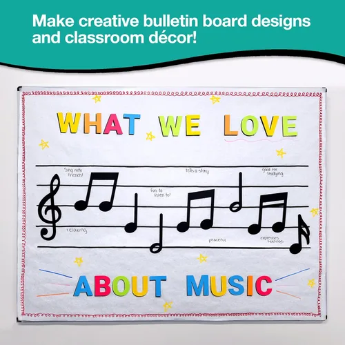 Miniatura 3 de 70 piezas de notas musicales negras recortadas decoraciones de fiesta musical en 7 diseños, cartulina fabricada en Estados Unidos, fácil de perforar