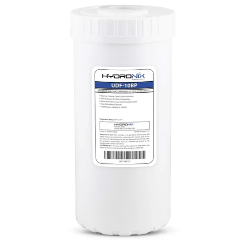 Hydronix UDF-10BP - Filtro de agua GAC de cáscara de coco para toda la casa, comercial o industrial, 4.5" x 10"