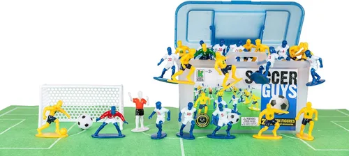 Set de muñecos de fútbol Kasey Kids con 2 equipos completos y más para inspirar la imaginación con juego sin fin (para niños de 3 años o más)