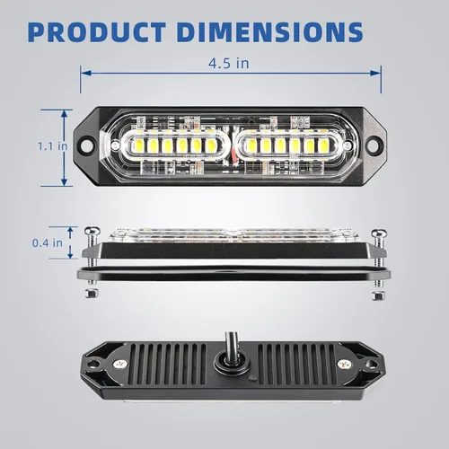 Miniatura 7 de 8 Piezas Luces Estroboscópicas de Emergencia de Montaje en Superficie Ámbar Blanco para Camiones, Barra de Luz Intermitente de Advertencia