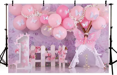 Miniatura 7 de Fondo de fotografía floral de jardín con mariposas - Fondo de fotografía floral para niñas de primer cumpleaños Sweet One Wonderland Flowers