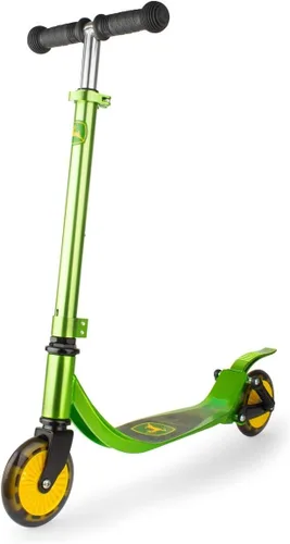 TOMY John Deere - Patinete de aluminio para niños y niñas, incluye ruedas iluminadas y altura ajustable para niños en crecimiento, para edades de 5