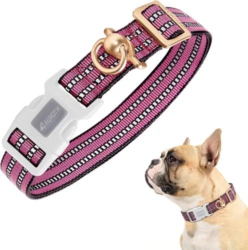 Miniatura 18 de Collar de perro Auroth para perros medianos y grandes, collar de perro reflectante, collares de perro de nylon suave ajustables con resistente army